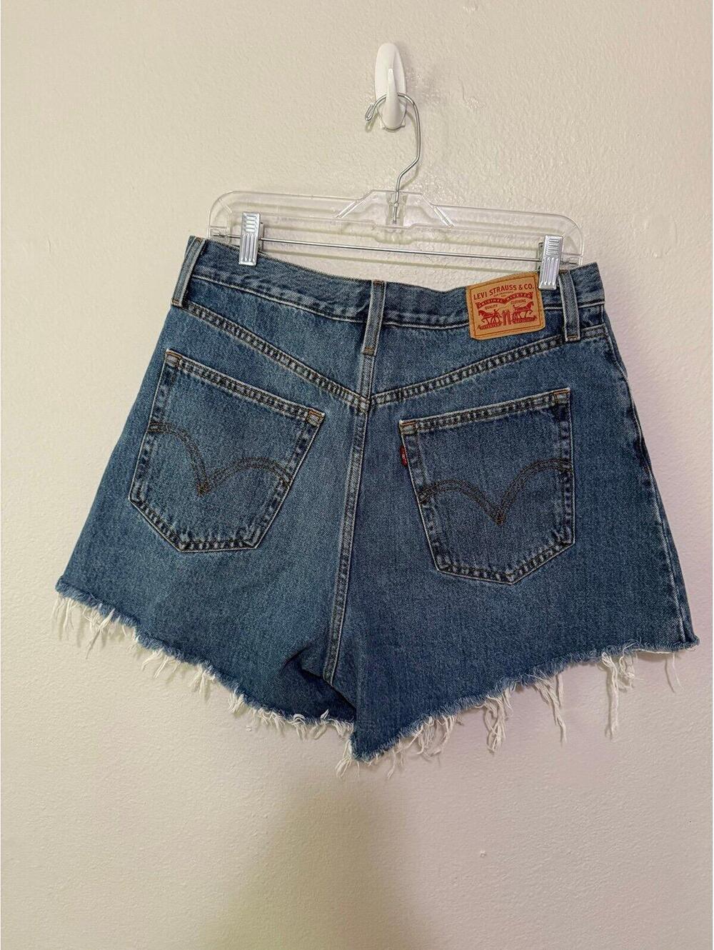 Levi's Blue Denim High-Waist Cutoff Jean Shorts